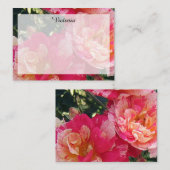 Carte De Correspondance Élégant Pink Blanc Gratté Rose Floral (Devant / Derrière)