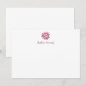 Carte De Correspondance Élégant Pink Blush Script Monogramme Professionnel (Devant / Derrière)