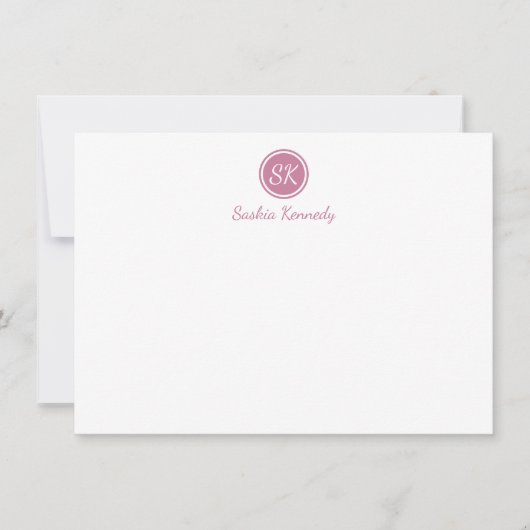 Carte De Correspondance Élégant Pink Blush Script Monogramme Professionnel (Devant)