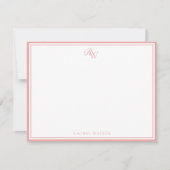 Carte De Correspondance Elegant Pink Monogram Two Border (Devant)