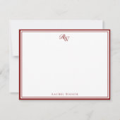 Carte De Correspondance Elegant Red Monogram Two Border (Devant)