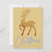 Carte De Correspondance Élégant Renne de Noël en Or Script (Devant)