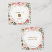 Carte De Correspondance Elégant rose pastel floral "Merci" (Devant / Derrière)