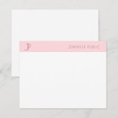 Carte De Correspondance Élégant rose rose rose clair Monogramme moderne mi (Devant / Derrière)