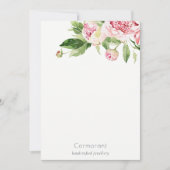 Carte De Correspondance Elégant rose rose vert Aquarelle Peony Floral (Devant)
