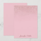Carte De Correspondance Élégant Rose tendance Or Calligraphié Script Texte (Devant / Derrière)