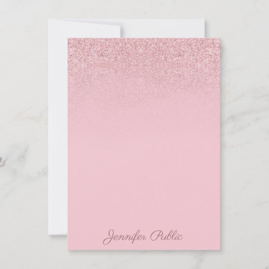 Carte De Correspondance Élégant Rose tendance Or Calligraphié Script Texte (Devant)