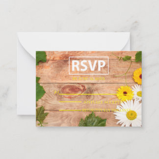 Carte De Correspondance Élégant RSVP en bois avec Accents de Blush