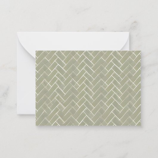 Carte De Correspondance Élégant Sage Green avec Motif Herringbone (Dos)