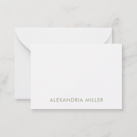 Carte De Correspondance Élégant Sage Green avec Motif Herringbone (Devant)