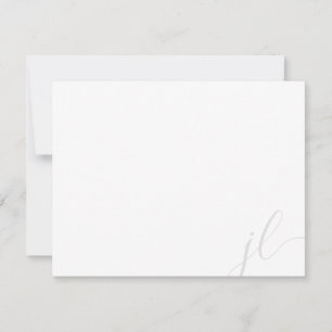 Carte De Correspondance Élégant script à deux lettres initiales gris clair