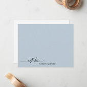 Carte De Correspondance Élégant Script Bleu Clair Avec Amour Merci (Devant/Arrière en situation)
