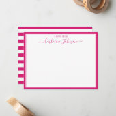 Carte De Correspondance Élégant Script Calligraphie Note De Magenta Rose (Devant/Arrière en situation)