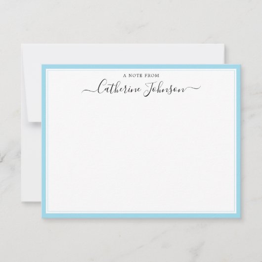 Carte De Correspondance Élégant Script Calligraphie Une Note De Baby Blue (Devant)