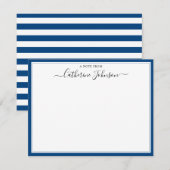 Carte De Correspondance Élégant Script Calligraphie Une Note De Marine Blu (Devant / Derrière)