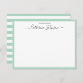 Carte De Correspondance Élégant Script Calligraphie Une Note De Mint Green (Devant / Derrière)