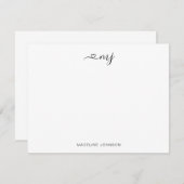 Carte De Correspondance Élégant script cardiaque 2 Monogramme noir initial (Devant / Derrière)