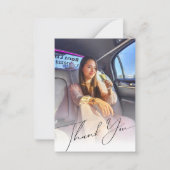 Carte De Correspondance élégant script chic merci diplôme 2 photos (Devant)