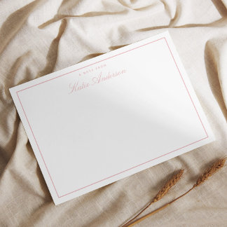 Carte De Correspondance Élégant Script classique minimaliste Pastel rose