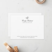 Carte De Correspondance Élégant script de calligraphie Business Grey Flat (Devant/Arrière en situation)