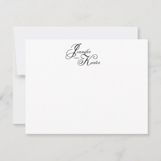 Carte De Correspondance Élégant script de calligraphie Couple Monogramme (Devant)