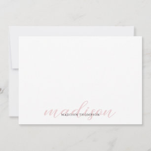 Carte De Correspondance Élégant Script de calligraphie Girl clair rose pâl