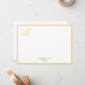 Carte De Correspondance Élégant script de calligraphie moderne ananas jaun (Devant/Arrière en situation)