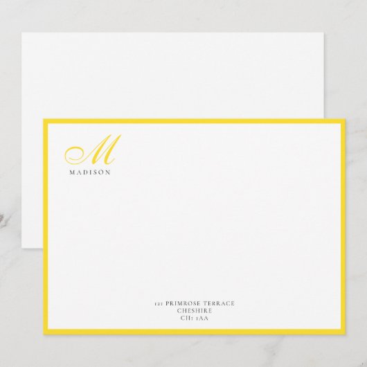 Carte De Correspondance Élégant script de calligraphie moderne ananas jaun (Devant / Derrière)