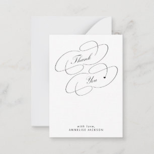 Carte De Correspondance Élégant script de calligraphie simple merci