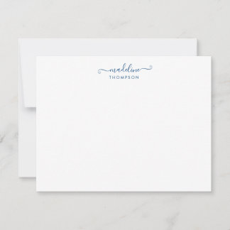 Carte De Correspondance Élégant Script de fille Marine Blue Typographie