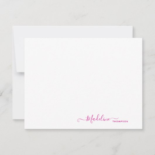 Carte De Correspondance Élégant Script de Girly moderne Magenta (Devant)