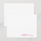 Carte De Correspondance Élégant Script de Girly moderne Magenta (Devant / Derrière)