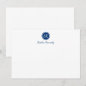 Carte De Correspondance Élégant Script de marine Monogramme professionnel (Devant / Derrière)