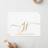 Carte De Correspondance Élégant script élégant Monogramme initial or (Devant/Arrière en situation)