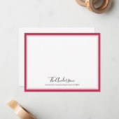 Carte De Correspondance Élégant Script Famille Magenta Rose Carré Bordure (Devant/Arrière en situation)