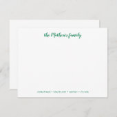 Carte De Correspondance Élégant Script Famille Nom Forest Green (Devant / Derrière)