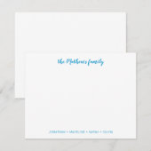 Carte De Correspondance Élégant Script Famille Nom Ocean Blue (Devant / Derrière)