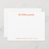 Carte De Correspondance Élégant Script Famille Nom Orange (Devant / Derrière)