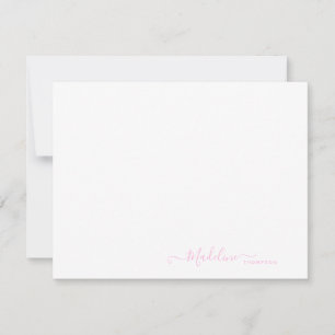 Carte De Correspondance Élégant Script Fille Moderne Blush Rose
