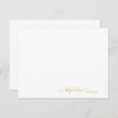 Carte De Correspondance Élégant Script Girly Metallic Or (Devant / Derrière)