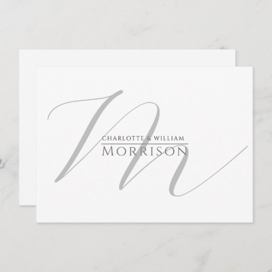 Carte De Correspondance Élégant Script Initial Couple Nom Monogramme (Devant / Derrière)