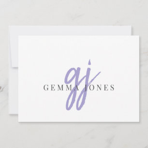 Carte De Correspondance Élégant Script Lavender Monogramme Initiales Nom