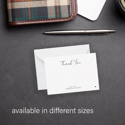 Carte De Correspondance Élégant script moderne chic simple merci