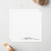 Carte De Correspondance Élégant script moderne de fille noir (Devant/Arrière en situation)