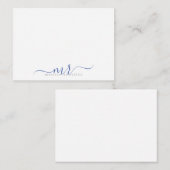 Carte De Correspondance Élégant script moderne Monogramme Initiales Bleues (Devant / Derrière)