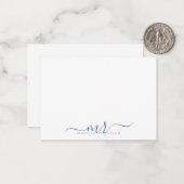 Carte De Correspondance Élégant script moderne Monogramme Initiales Bleues (Devant/Arrière en situation)