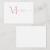 Carte De Correspondance Élégant Script moderne Pink Monogramme Nom (Devant / Derrière)