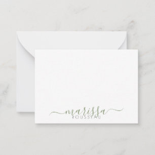 Carte De Correspondance Élégant script moderne vert Monogramme Nom