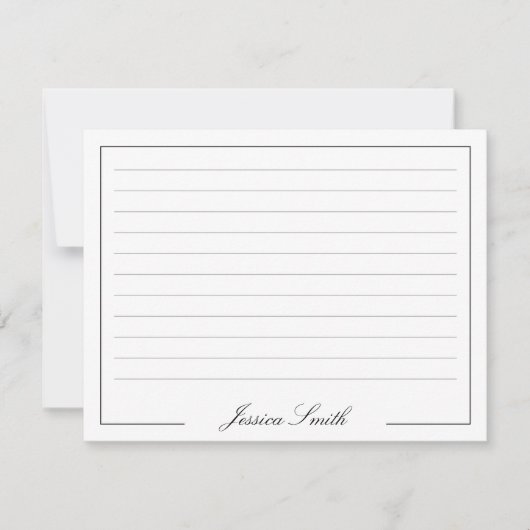 Carte De Correspondance Elegant Script Monogram Name Lined (Devant)
