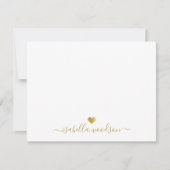 Carte De Correspondance Elegant Script Name Faux Gold Foil Heart (Devant)